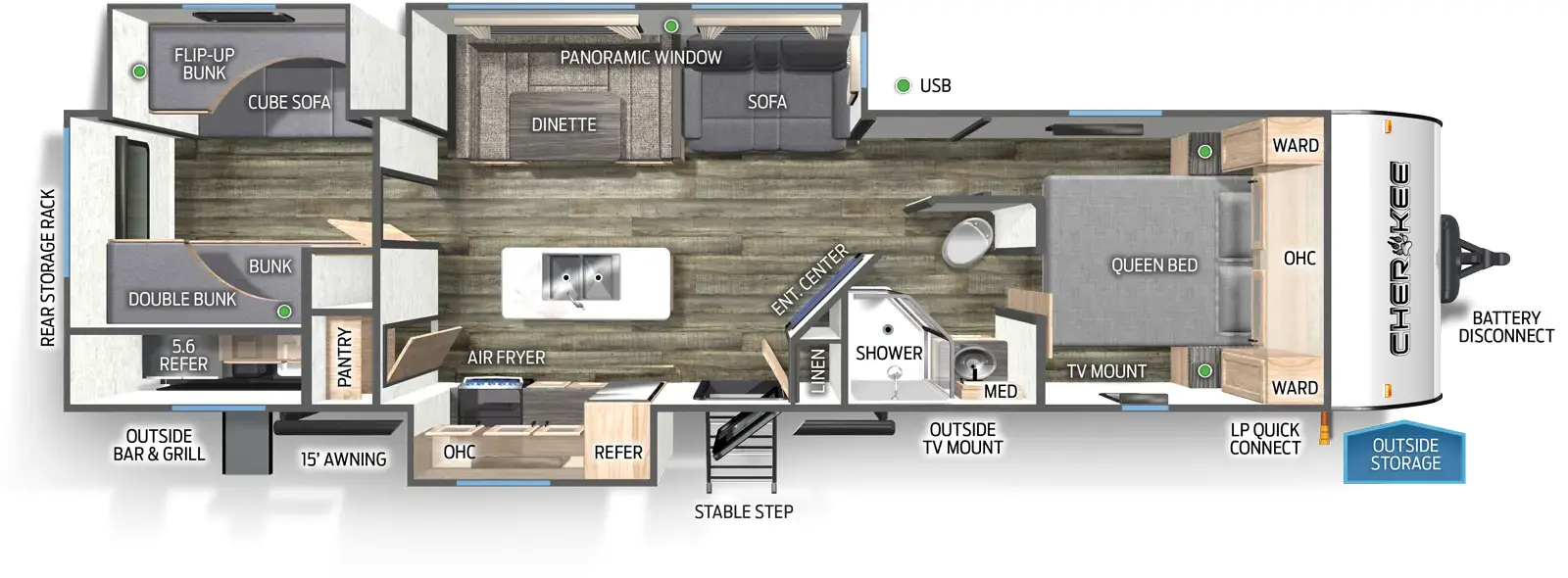 Cherokee 304BH Floorplan